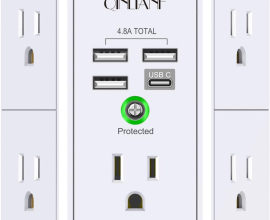 QINLIANF 5 Outlet Extender with 4 USB Charging Ports